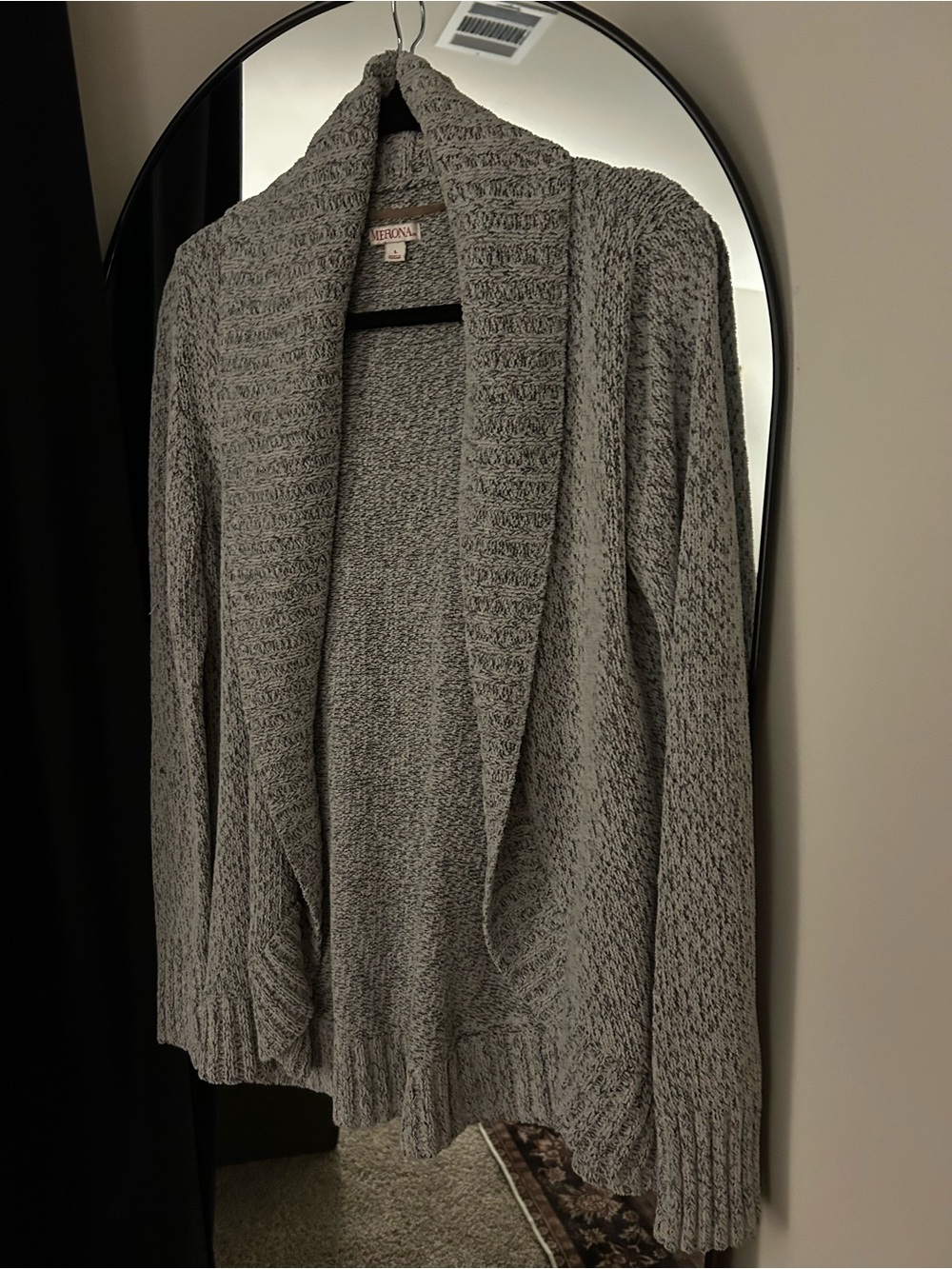 Merona Heather Gray Open-Front Drape Knit Cardigan